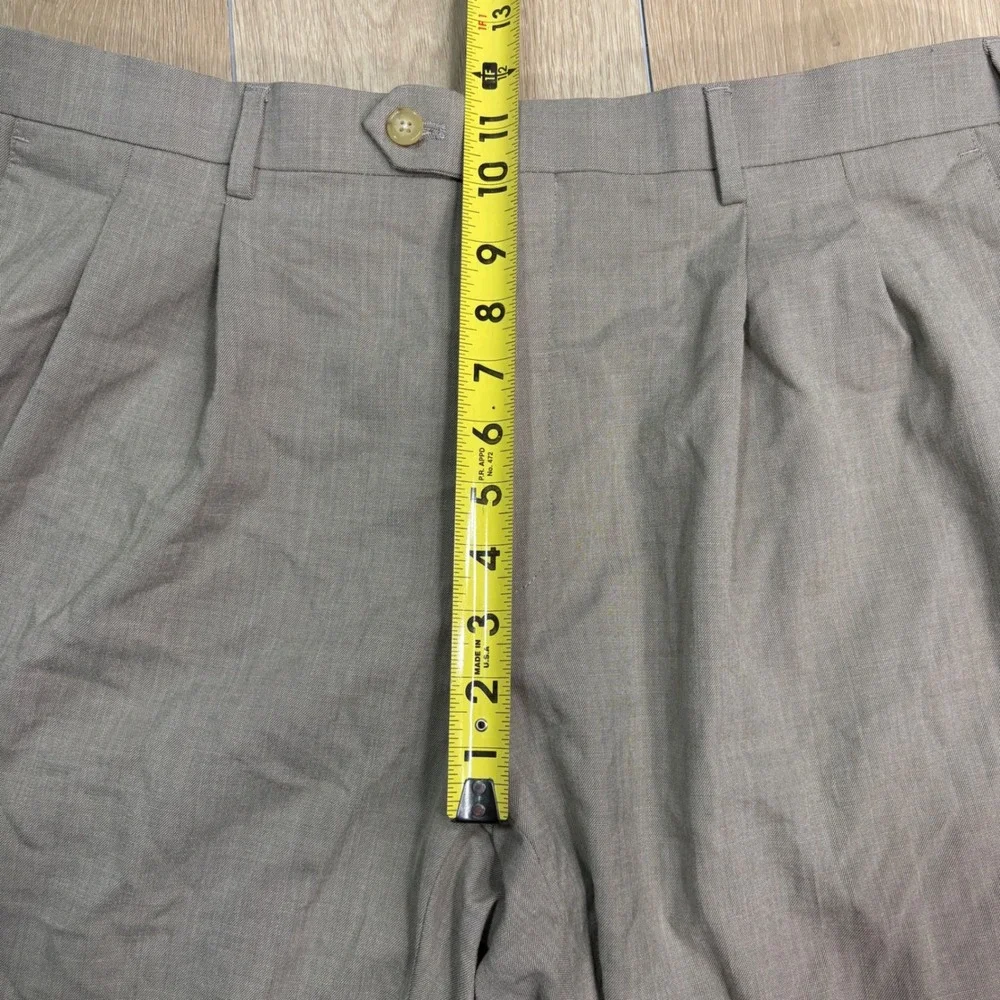 Ralph Lauren Mens Pleated Dress Pants Taupe Cuffed Trousers 38W x 30L RN 90736